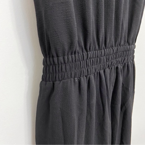 Max Studio black wrap jumpsuit sleeveless wide legs flair woven v neck small - Picture 9 of 16